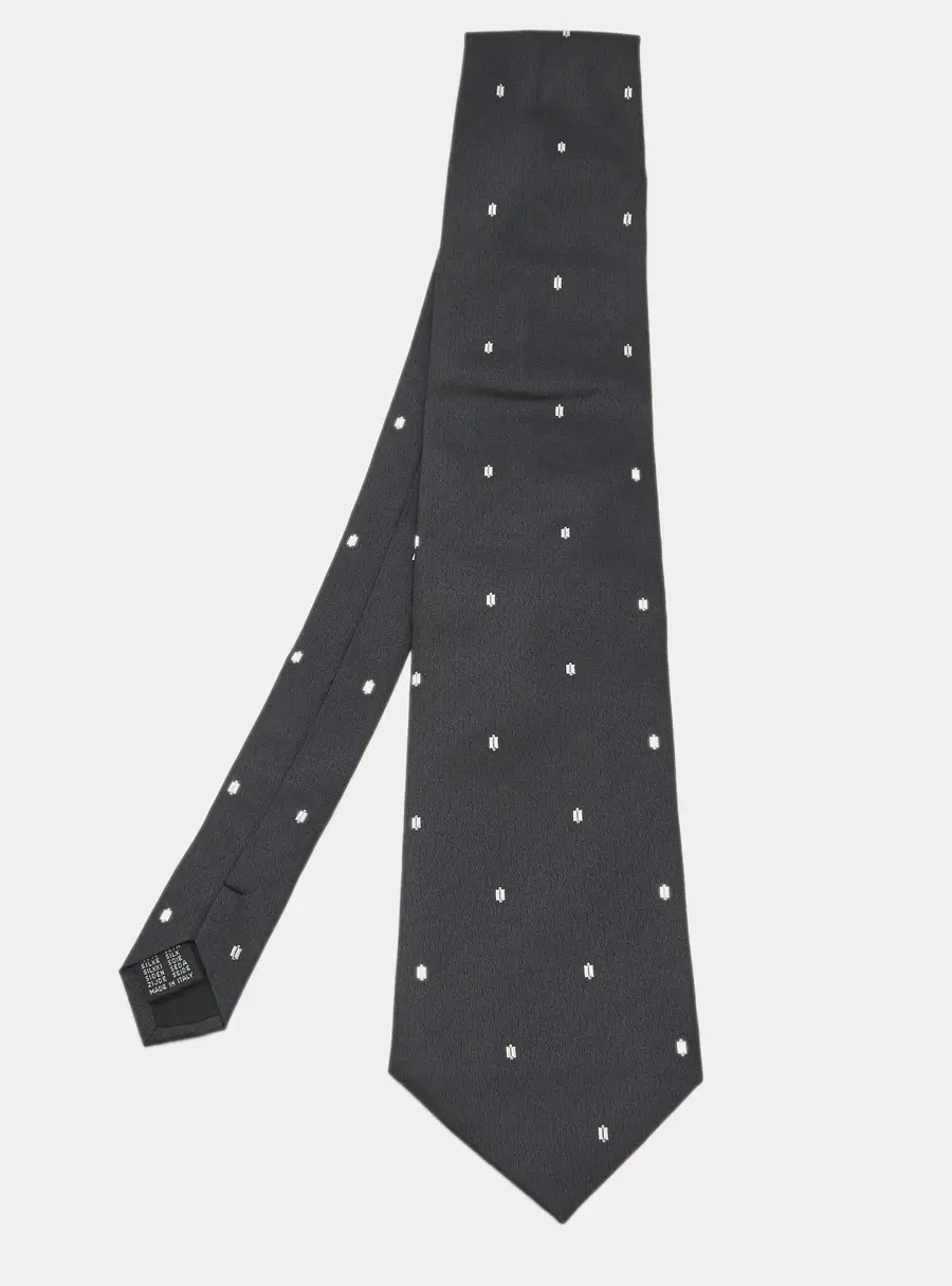 D&G Grey Patterned Silk Traditional Tie