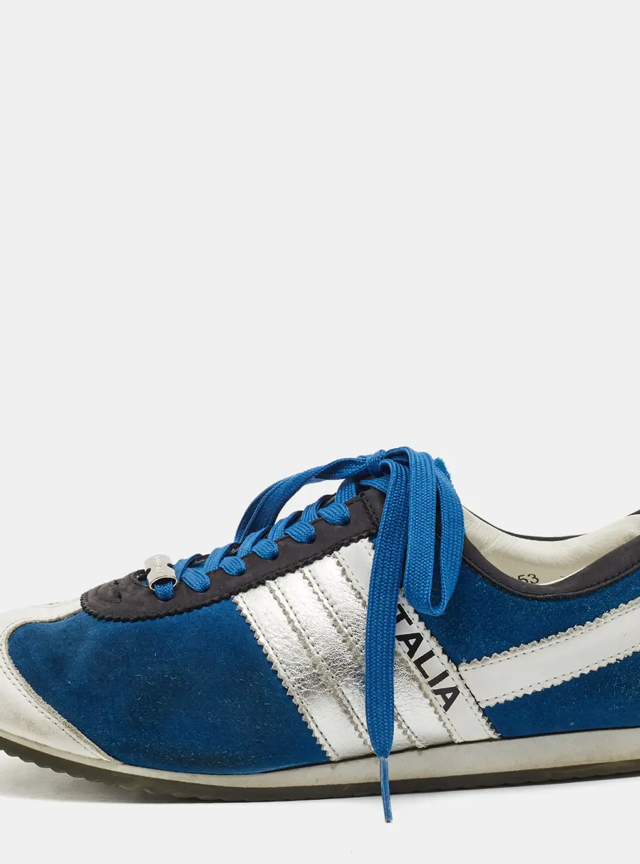 D&G Size 40.5 Tricolor Leather and Suede Lace Up Sneakers