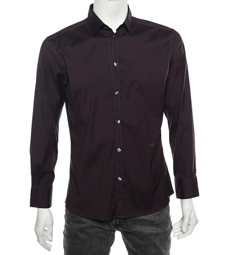 D&G Dark Burgundy Cotton Button Front Brad Shirt M