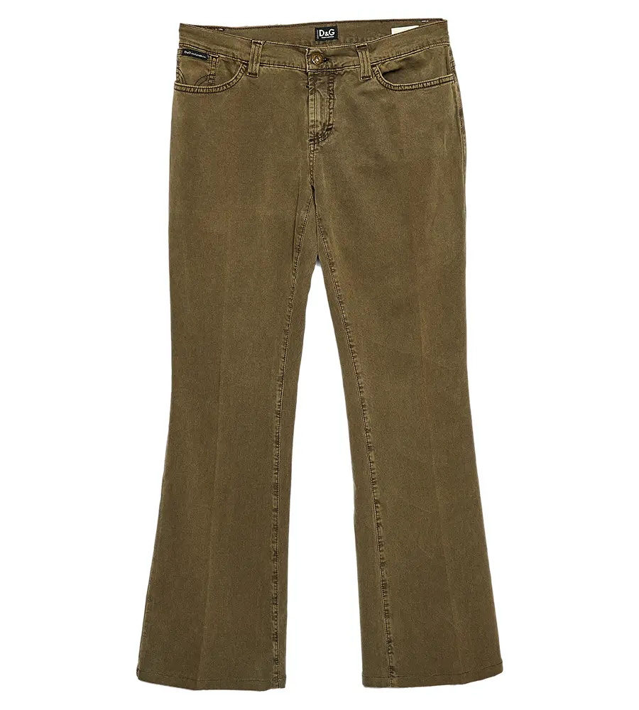 D&G Olive Green Denim Flared Leg Jeans S