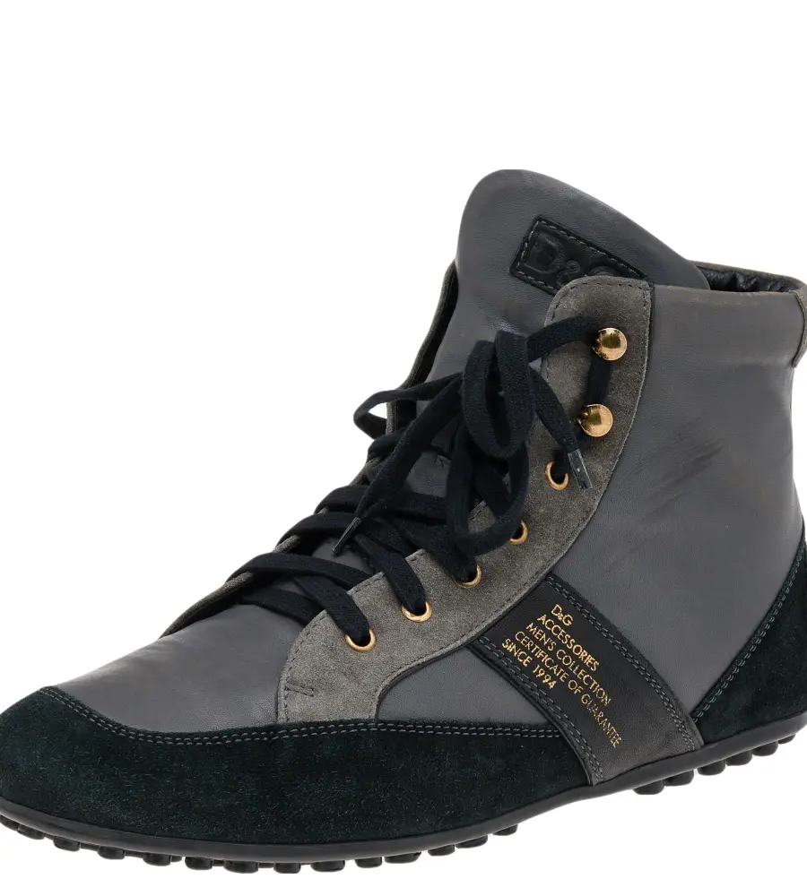 D&G Multicolor Suede And Leather High Top Sneakers Size 45