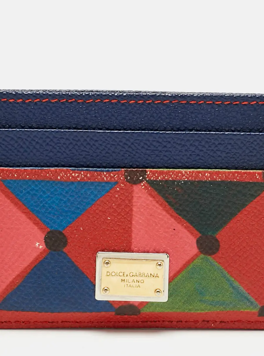 D&G Multicolor Printed Leather Card Holder