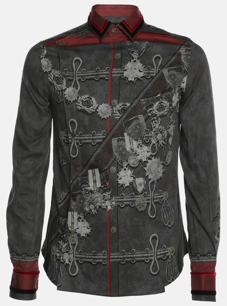 D&G Multicolor Printed Cotton Velvet Shirt M