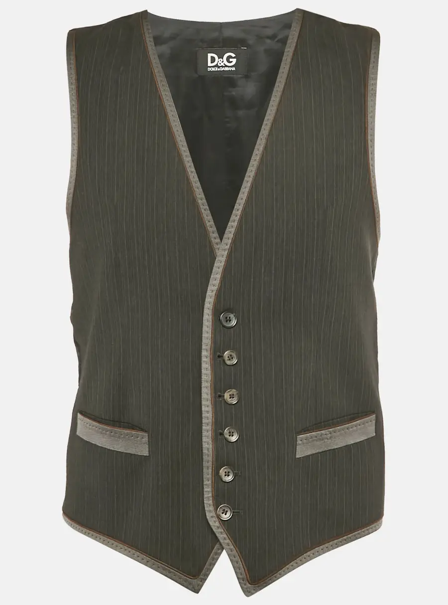 D&G Grey/Black Striped Rayon Blend Waistcoat M