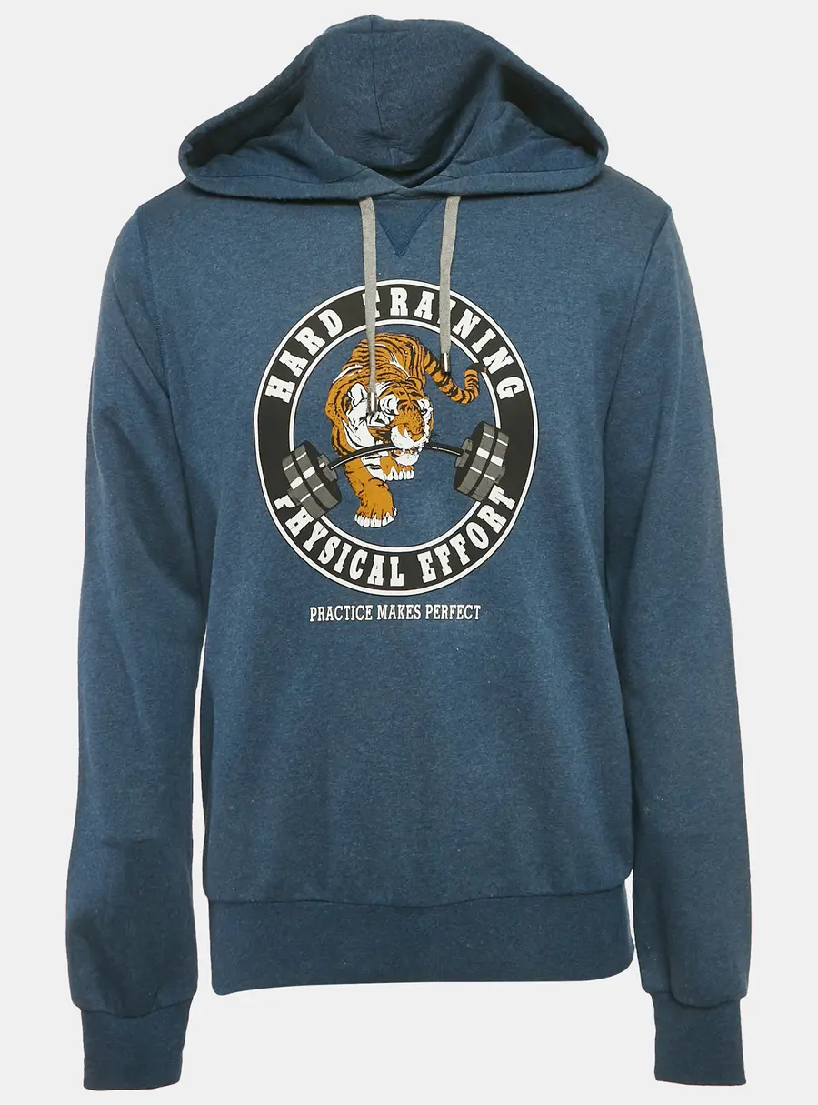 D&G Blue Tiger Print Cotton Hoodie L