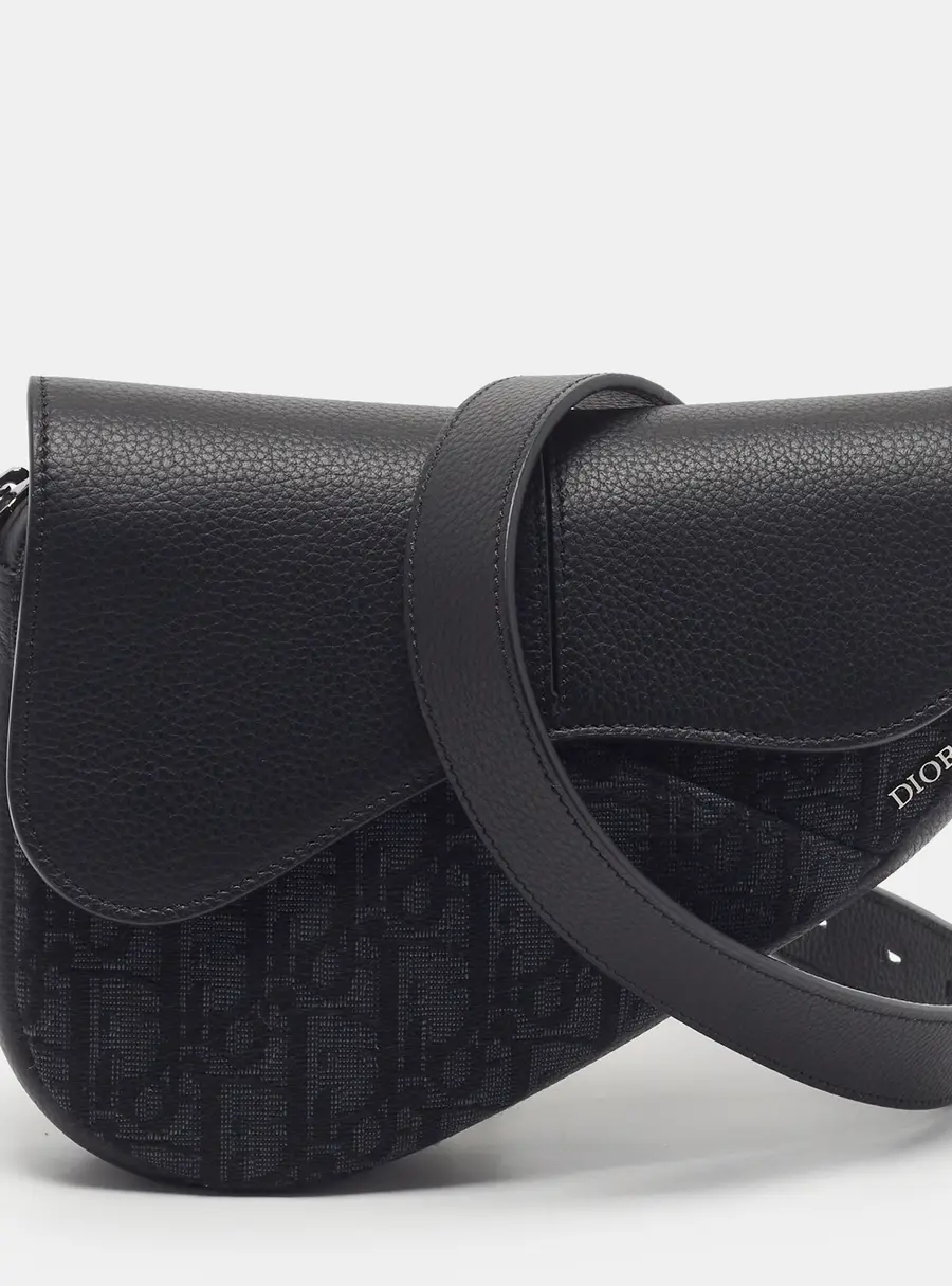 Dior Saddle Mini Black Oblique Canvas and Leather Crossbody Bag