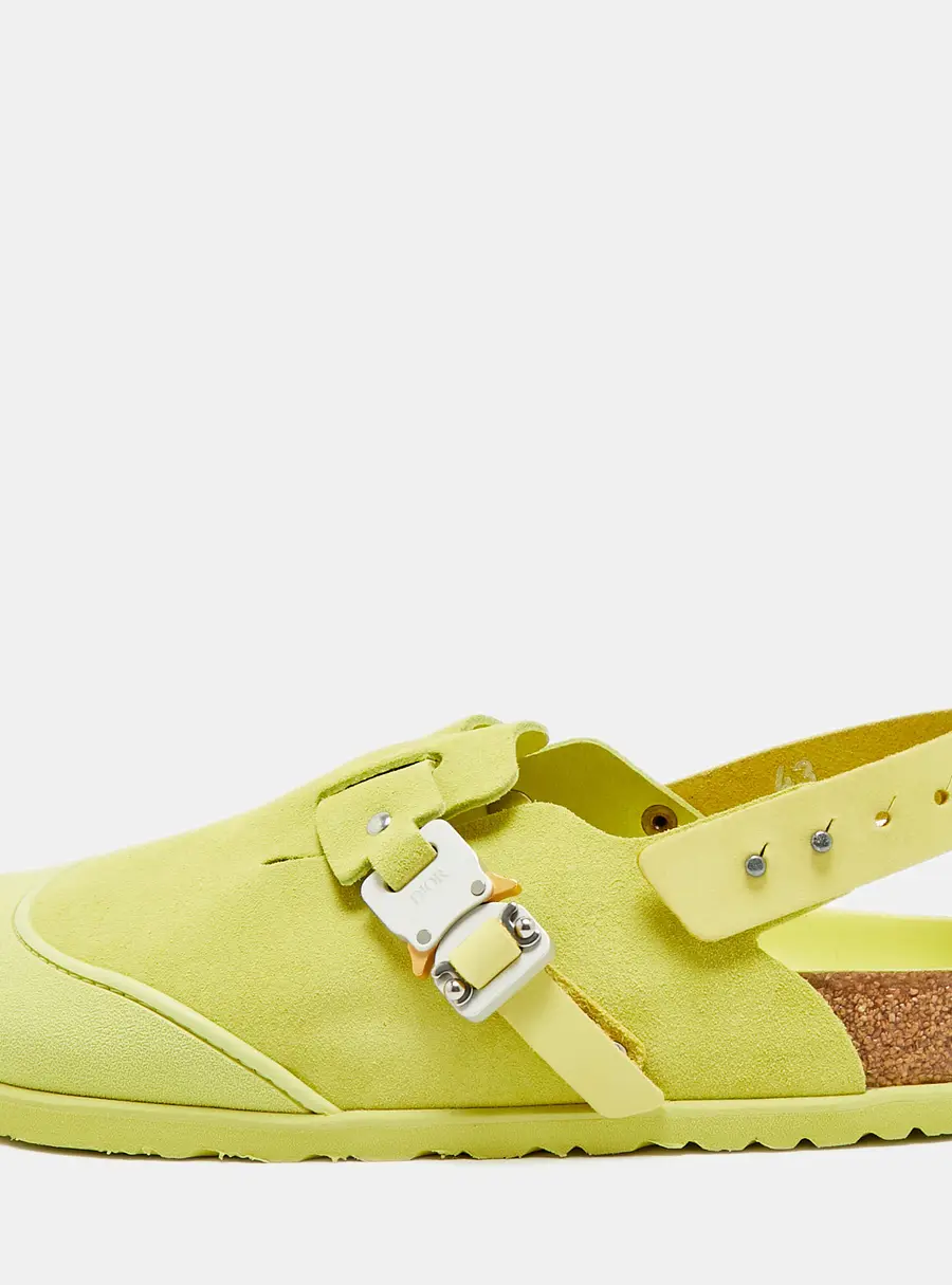 Dior x Birkenstock Tokio Size 43 Neon Green Suede Flat Slingback Sandals