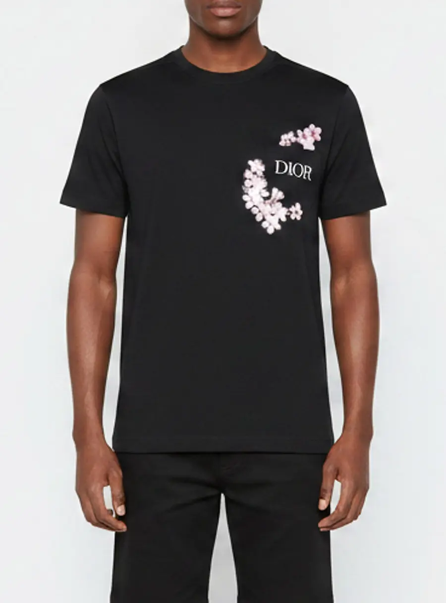 Dior Homme x Sorayama Black Flower Patch Cotton Crewneck T-Shirt XS