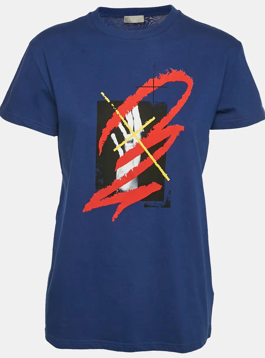 Dior Homme Blue Printed Jersey Crewneck T-Shirt XS