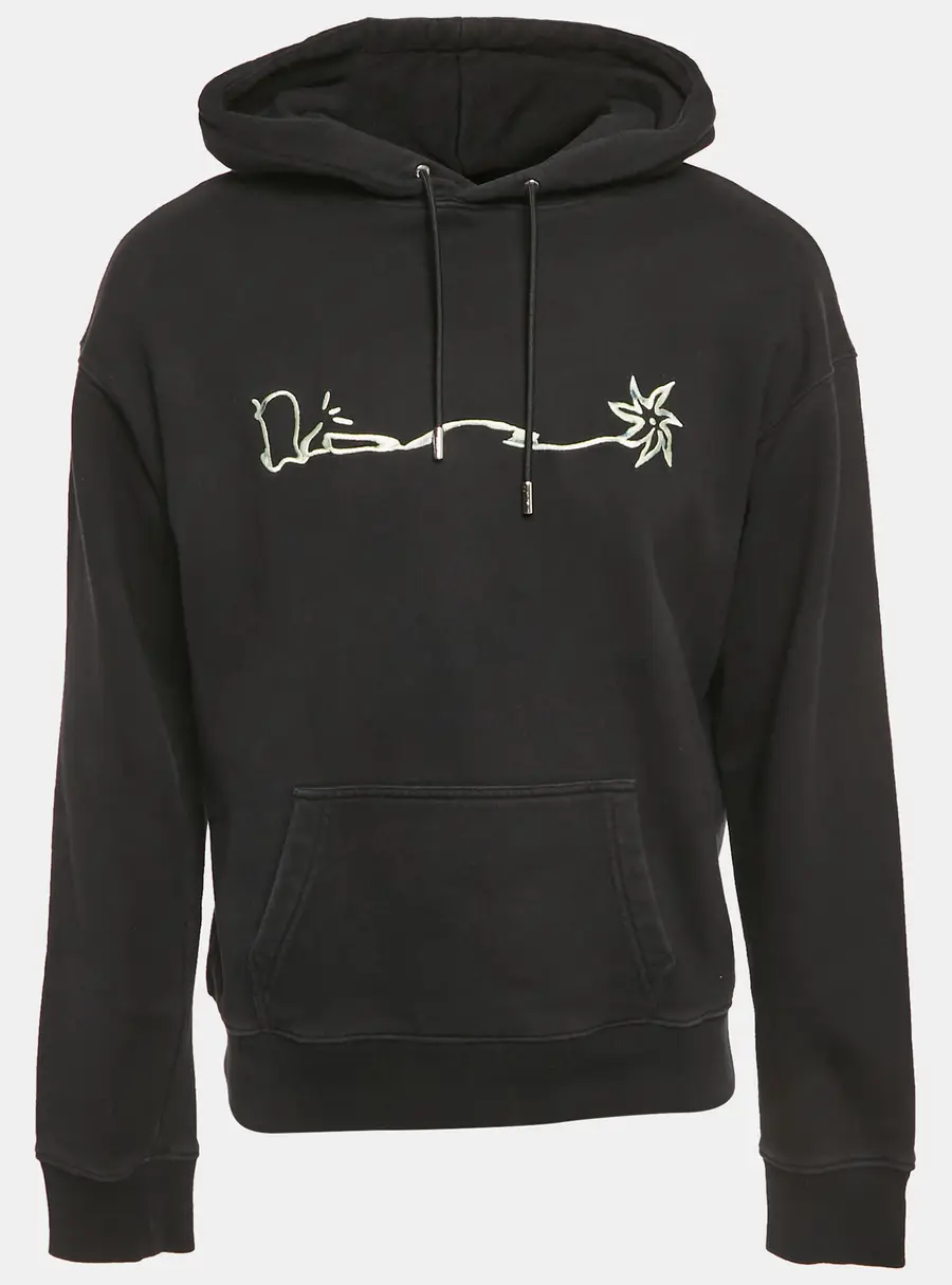 Dior Homme Black Embroidered Cotton Hoodie S