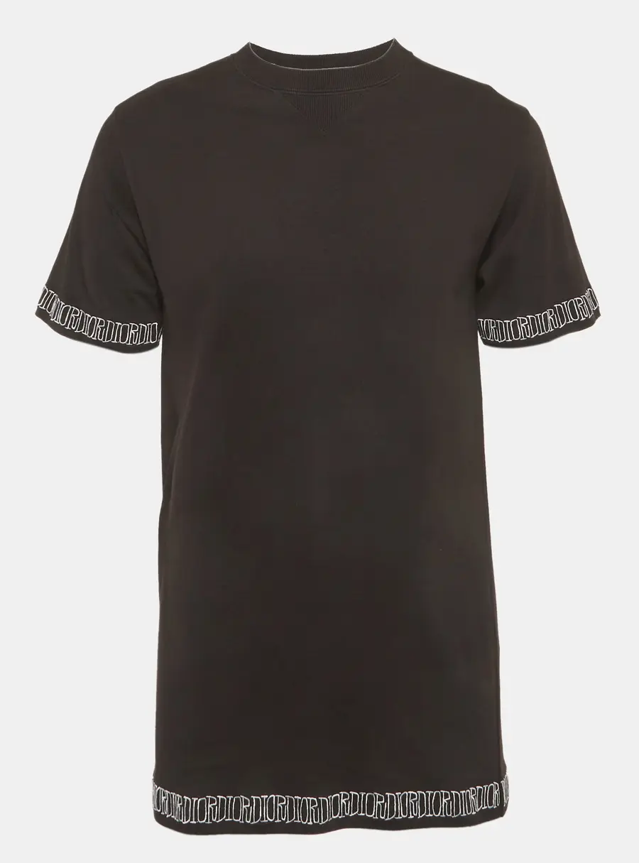 Dior Homme Black Logo Embroidered Jersey T-Shirt S