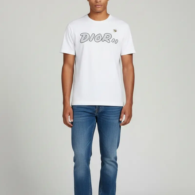 Christian Dior Homme x KAWS White Logo Bee Detail Jersey Crewneck T-Shirt XXS