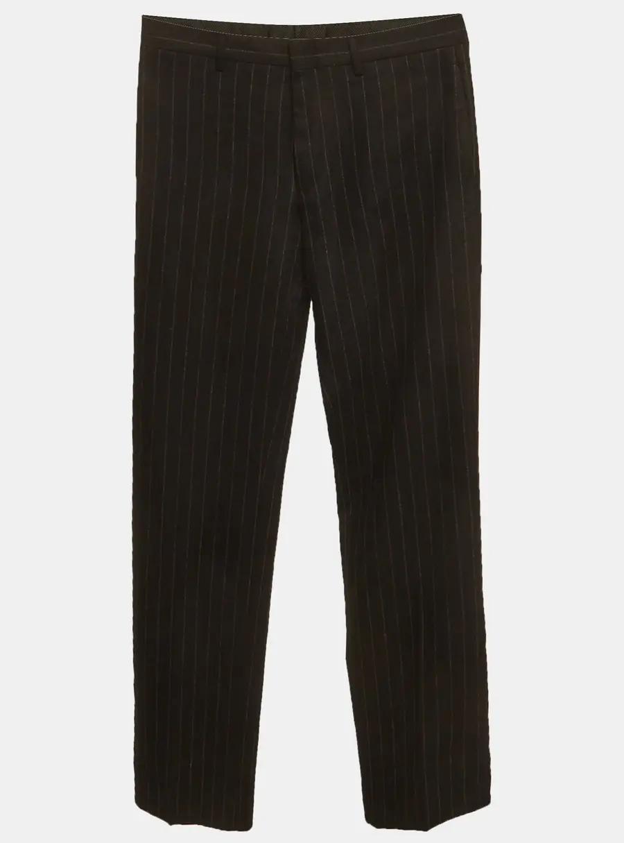 Dior Homme Black Pinstriped Wool Blend Straight Fit Trousers XL