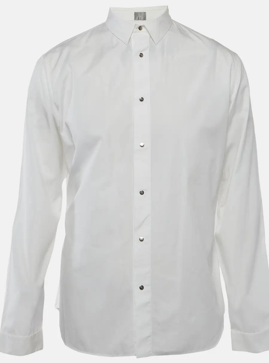 Dior Homme White Cotton Long Sleeve Shirt XL