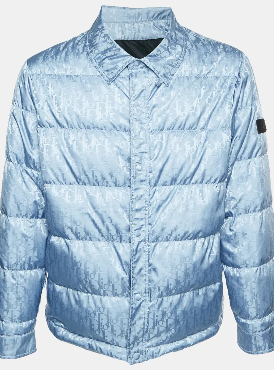 Dior Homme Blue Oblique Jacquard Puffer Jacket L