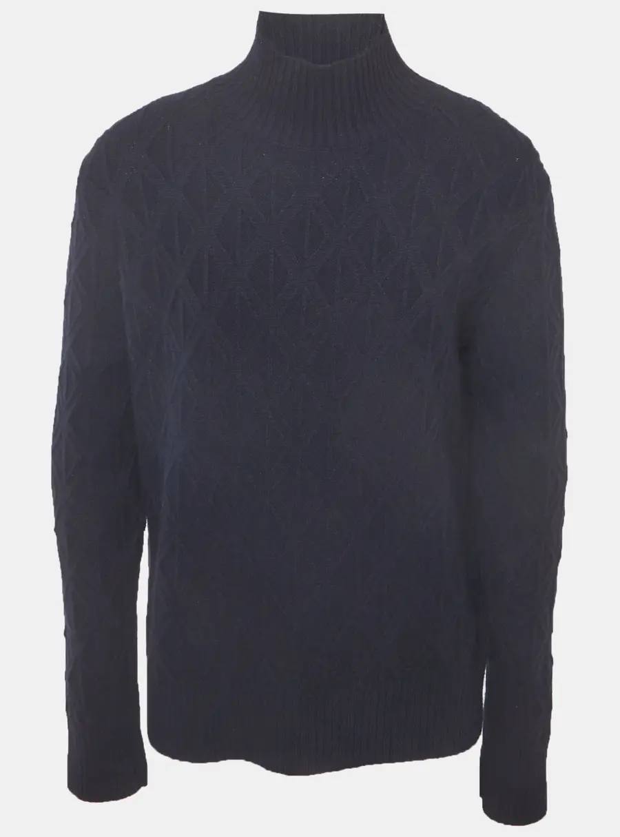 Dior Homme Navy Blue Textured Knit Long Sleeve Sweatshirt M