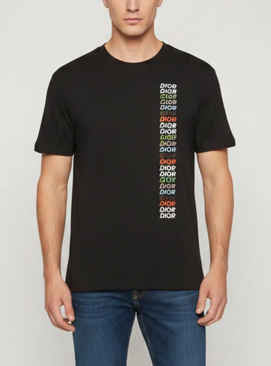 Dior Homme Black Printed Logo Jersey Crew Neck T-Shirt L