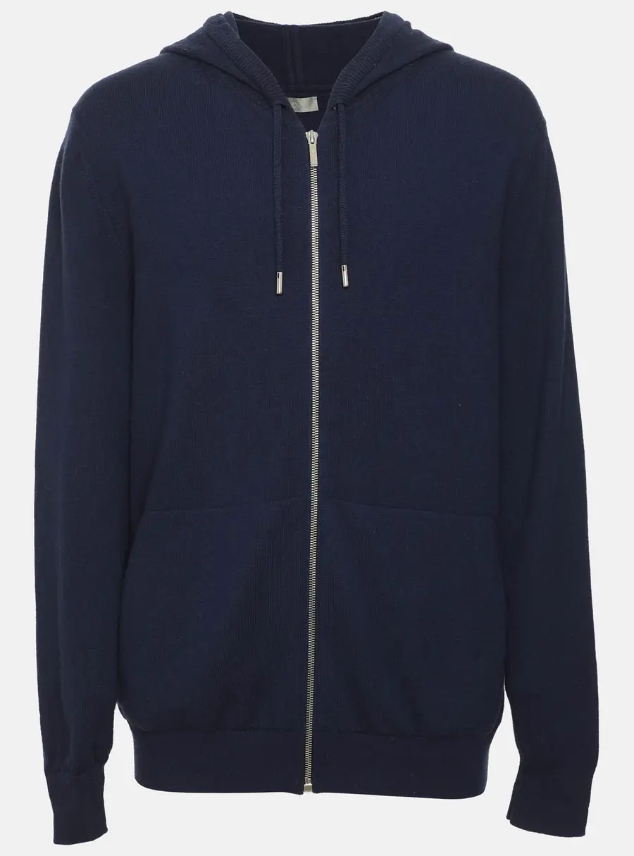 Dior Homme Blue Cashmere Zip Sweater XL