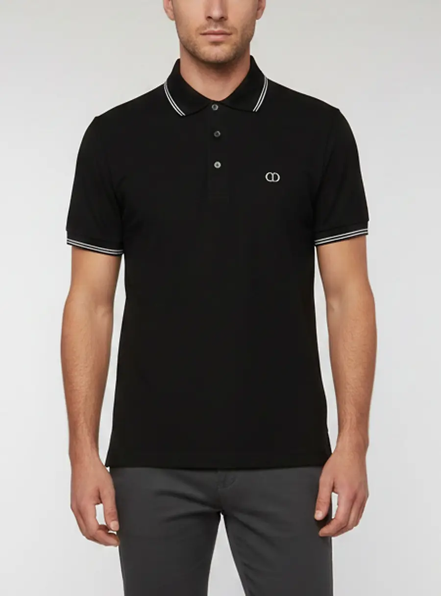 Christian Dior Homme Black CD Icon Cotton Pique Polo T-Shirt XL