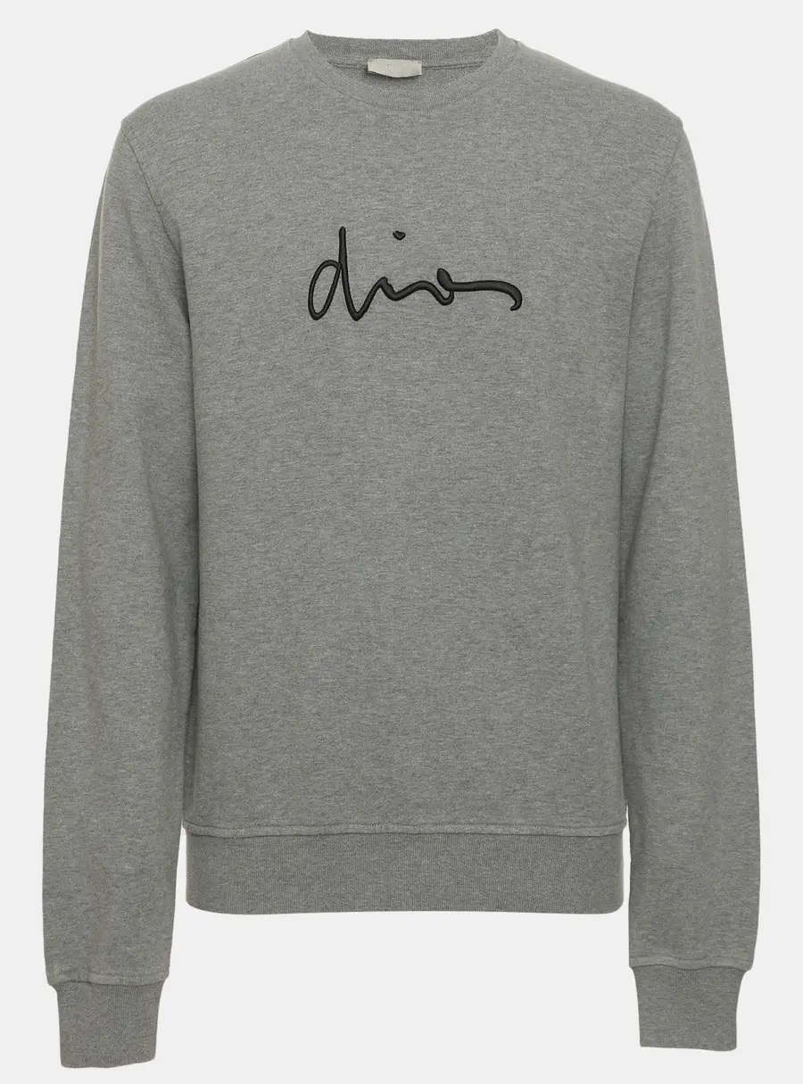 Dior Grey Logo Embroidered Cotton Sweater L