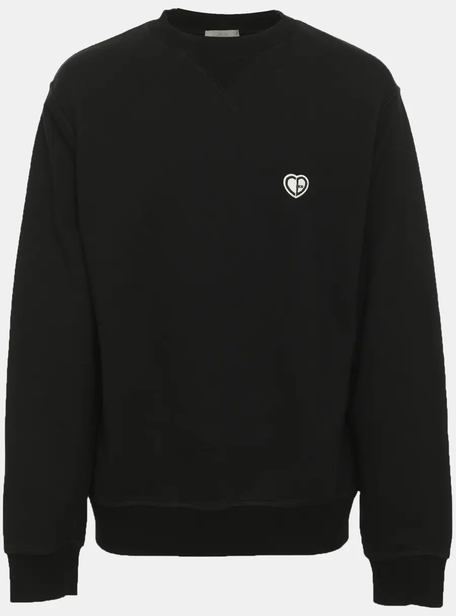 Dior Black Jersey CD Heart Logo Crewneck Sweatshirt S