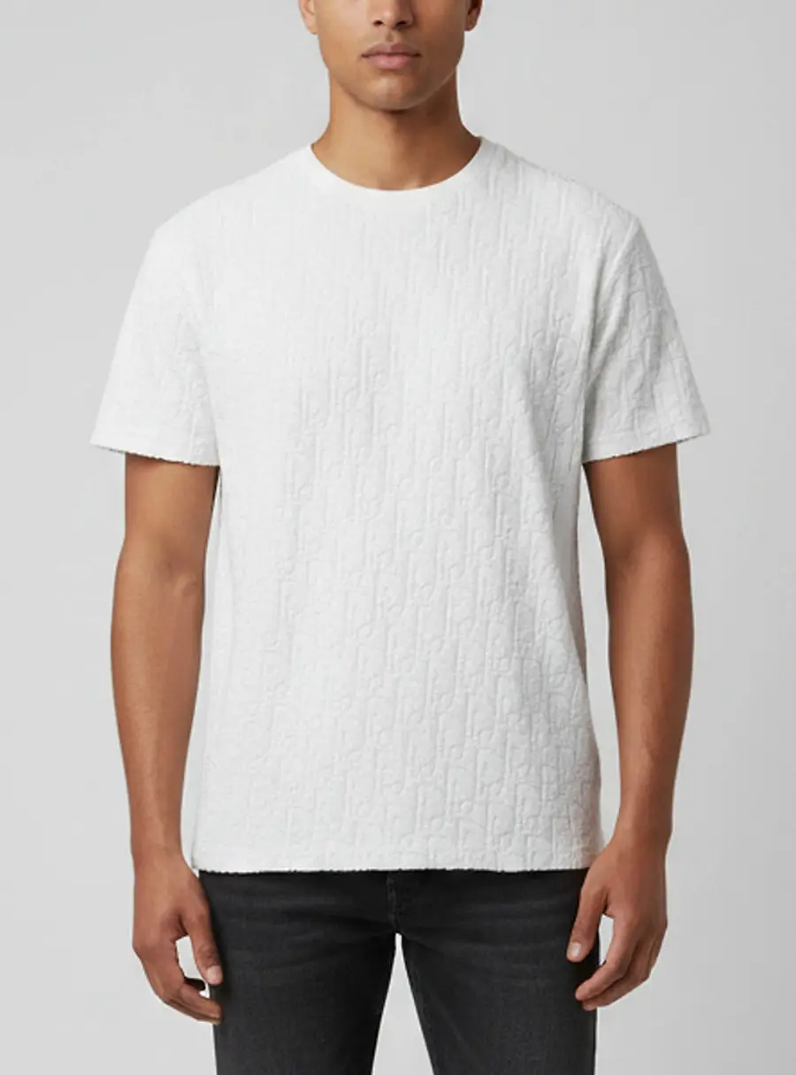 Dior Homme White Oblique Terry Knit T-Shirt S
