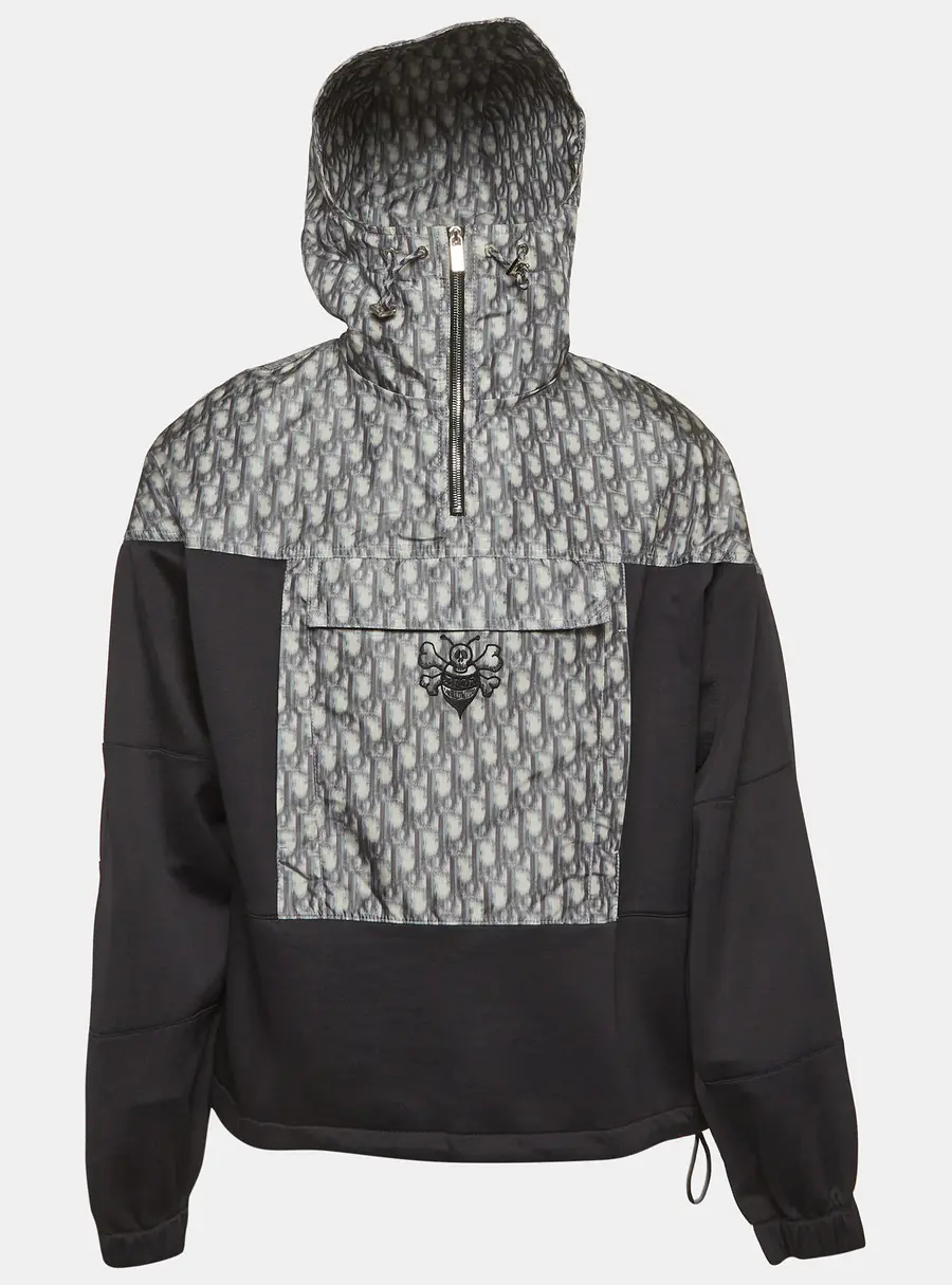 Dior X Stussy Blurred Oblique Jersey and Synthetic Anorak Hoodie XL