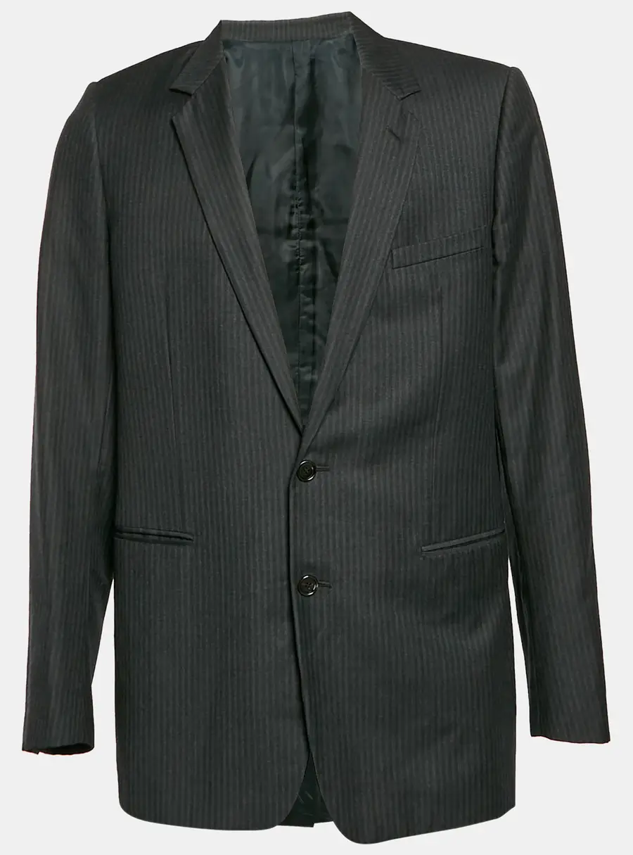 Dior Homme Black Striped Wool Single Breasted Blazer XXL