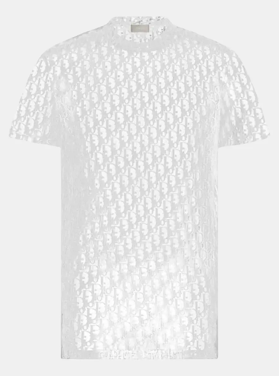Dior Homme White Oblique Knit Sheer T-Shirt XXXS