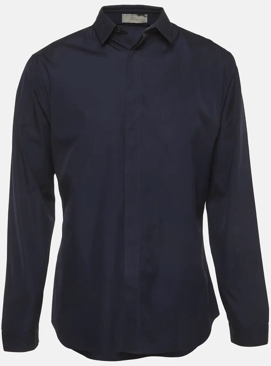 Dior Homme Navy Blue Cotton Poplin Shirt XL