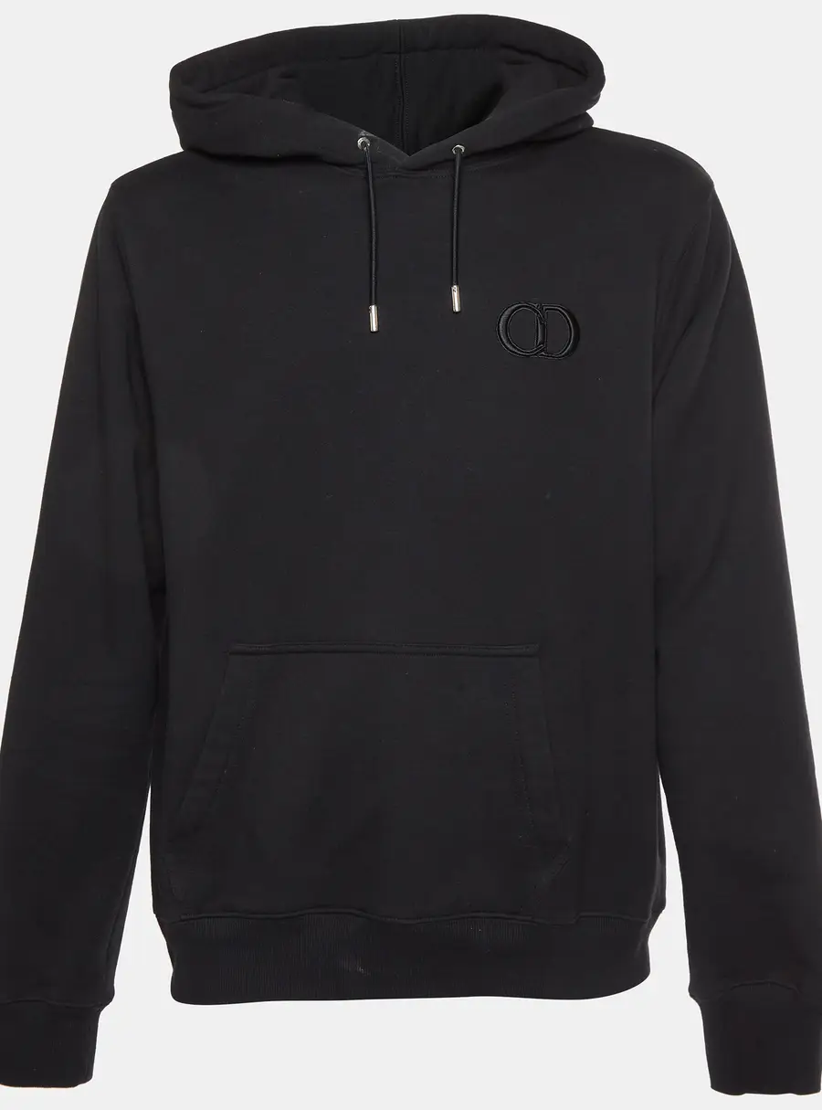Dior Homme Black Logo Embroidered Cotton Knit Hoodie XXL