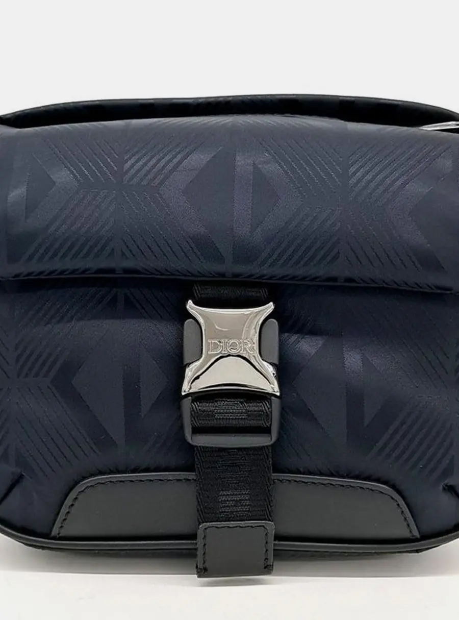 Dior Explorer Small Navy Blue CD Diamond Mirage Technical Fabric Messenger Bag