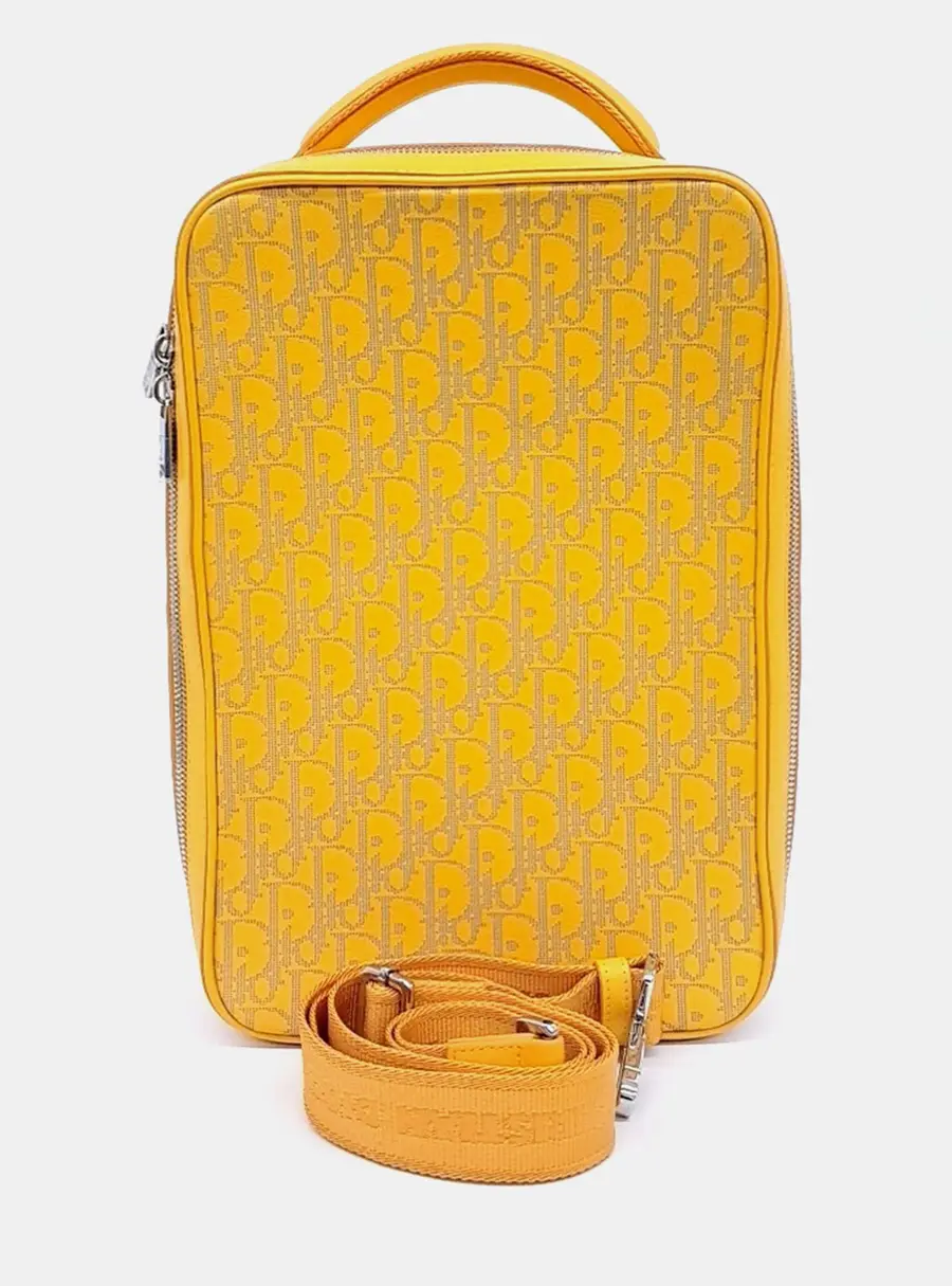 Dior World Tour Oblique Galaxy Yellow Leather Sling Bag