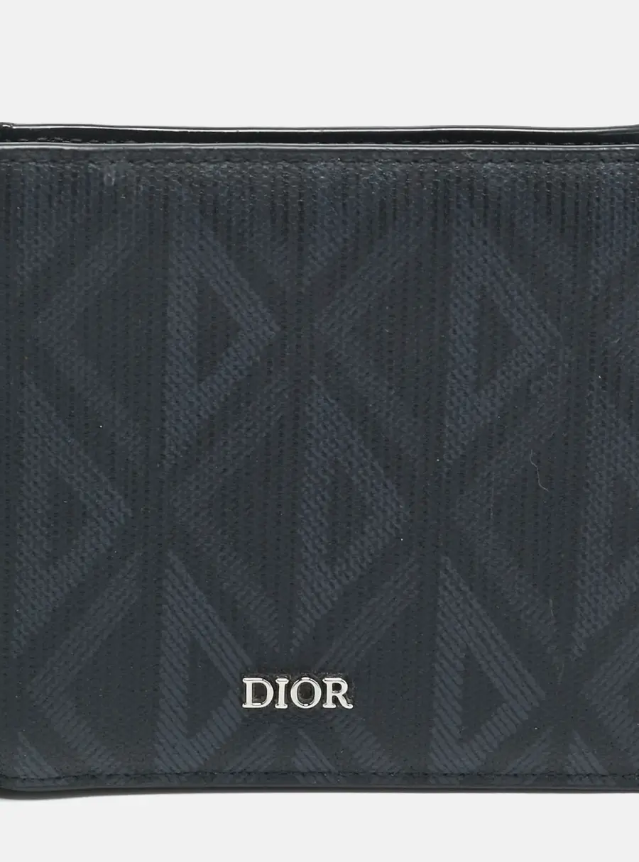 Dior Black/Grey CD Diamond Coated Canvas Bifold Wallet