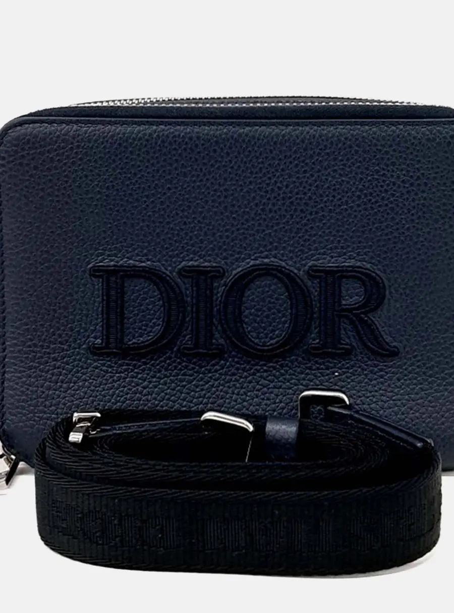 Dior Navy Blue Leather Mini Crossbody Bag