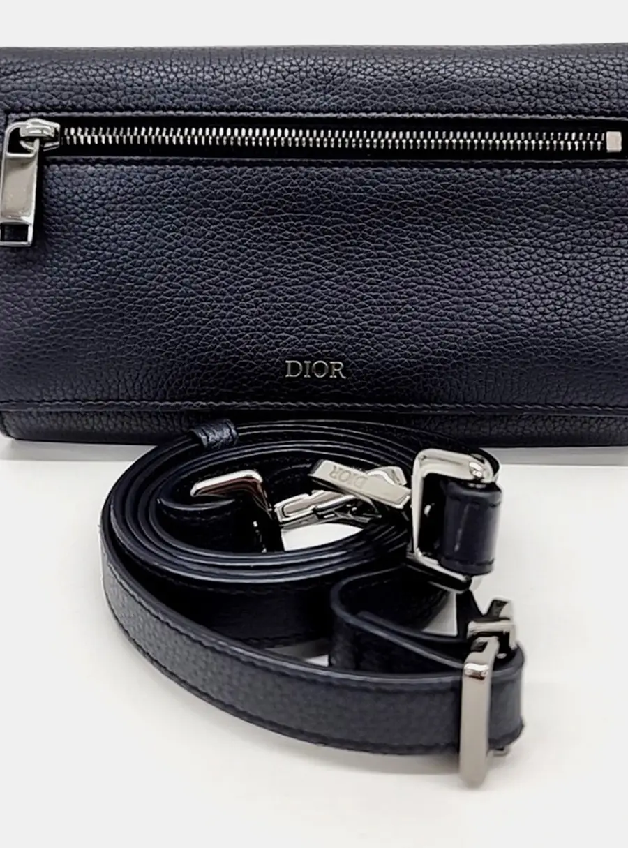 Dior Navy Blue Leather Homme long wallet and crossbody bag