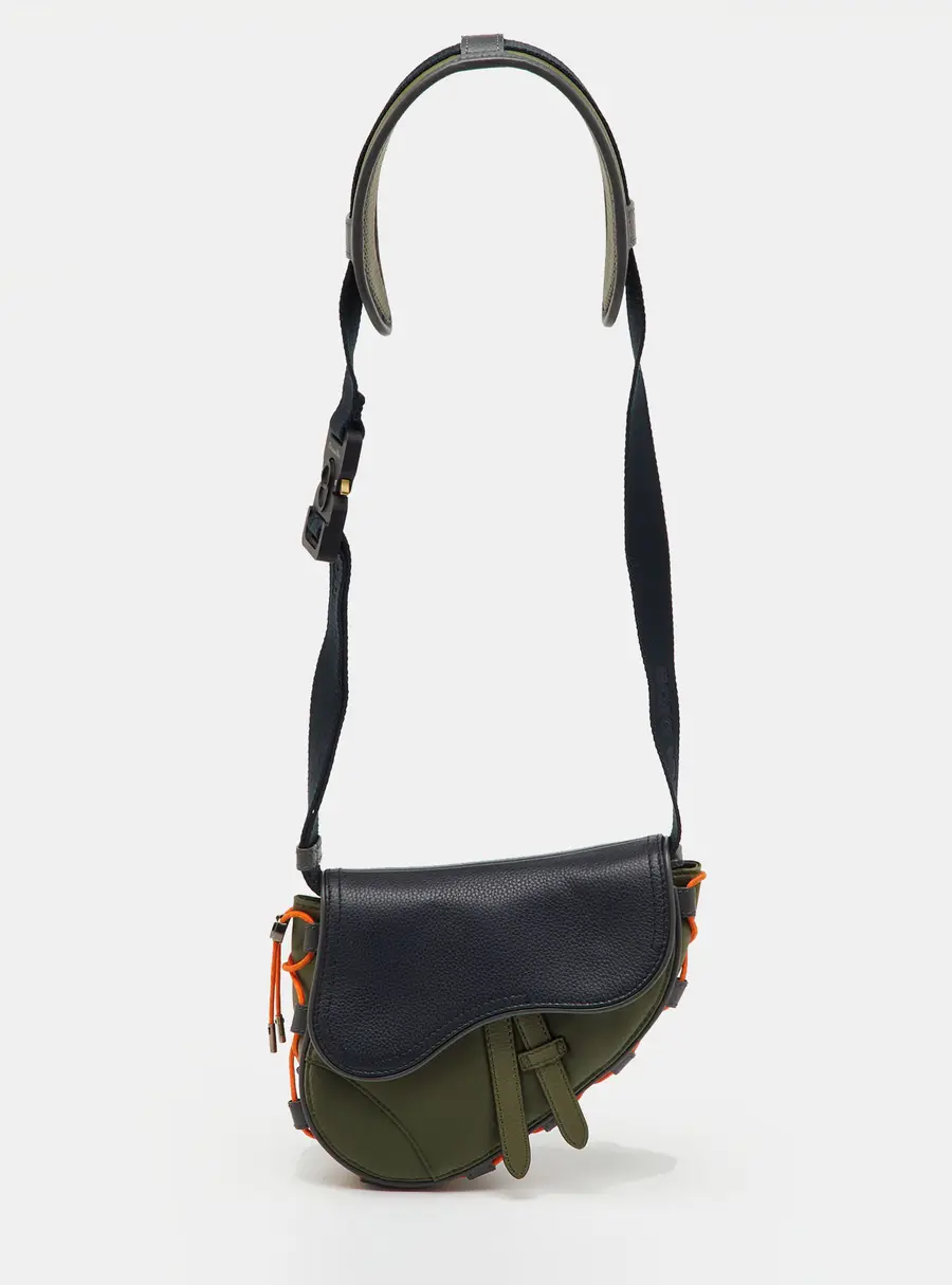Dior x Sacai Multicolor Technical Fabric and Leather Mini Saddle Bag