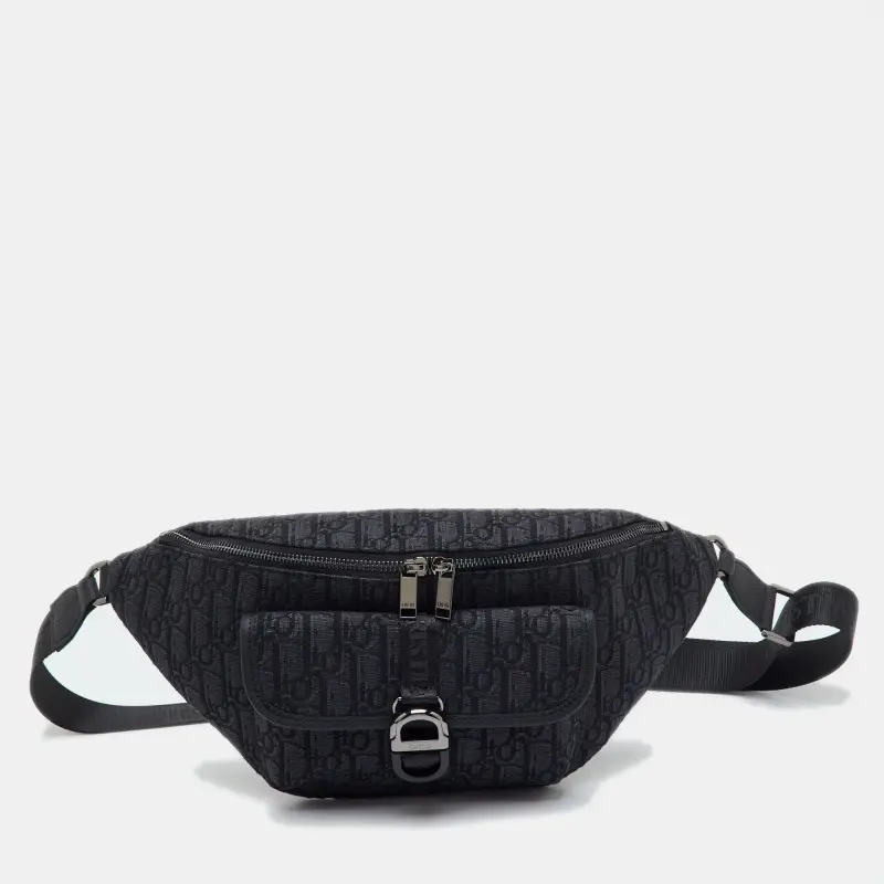 Dior 8 Black/Grey Oblique Canvas and Leather Belt Bag