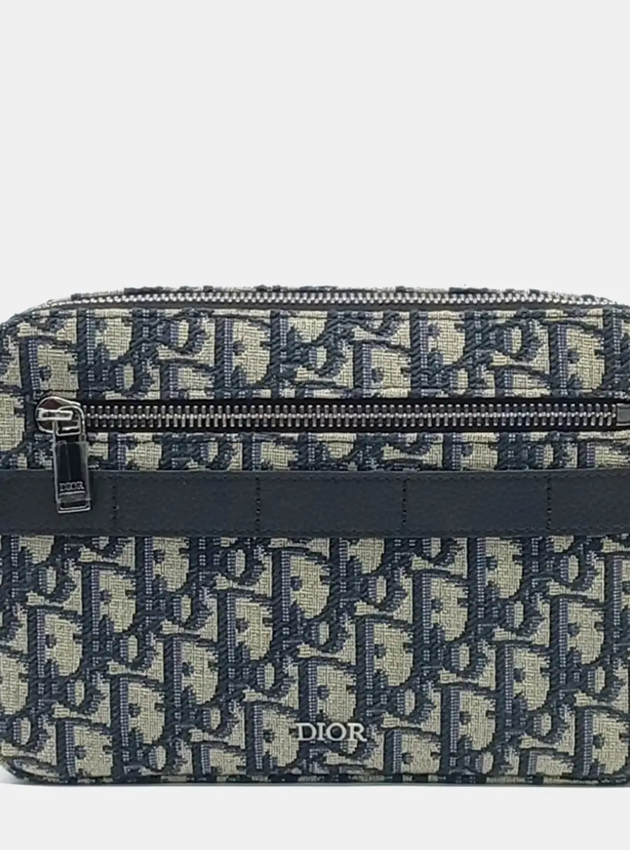 Dior Navy Blue Canvas Oblique Safari Messenger Bag