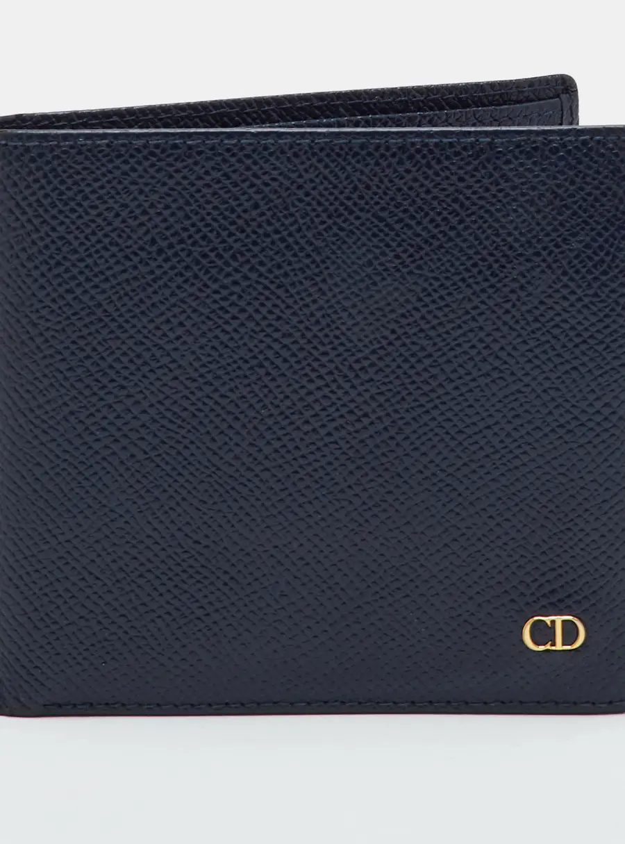 Dior Navy Blue Leather Bifold Wallet