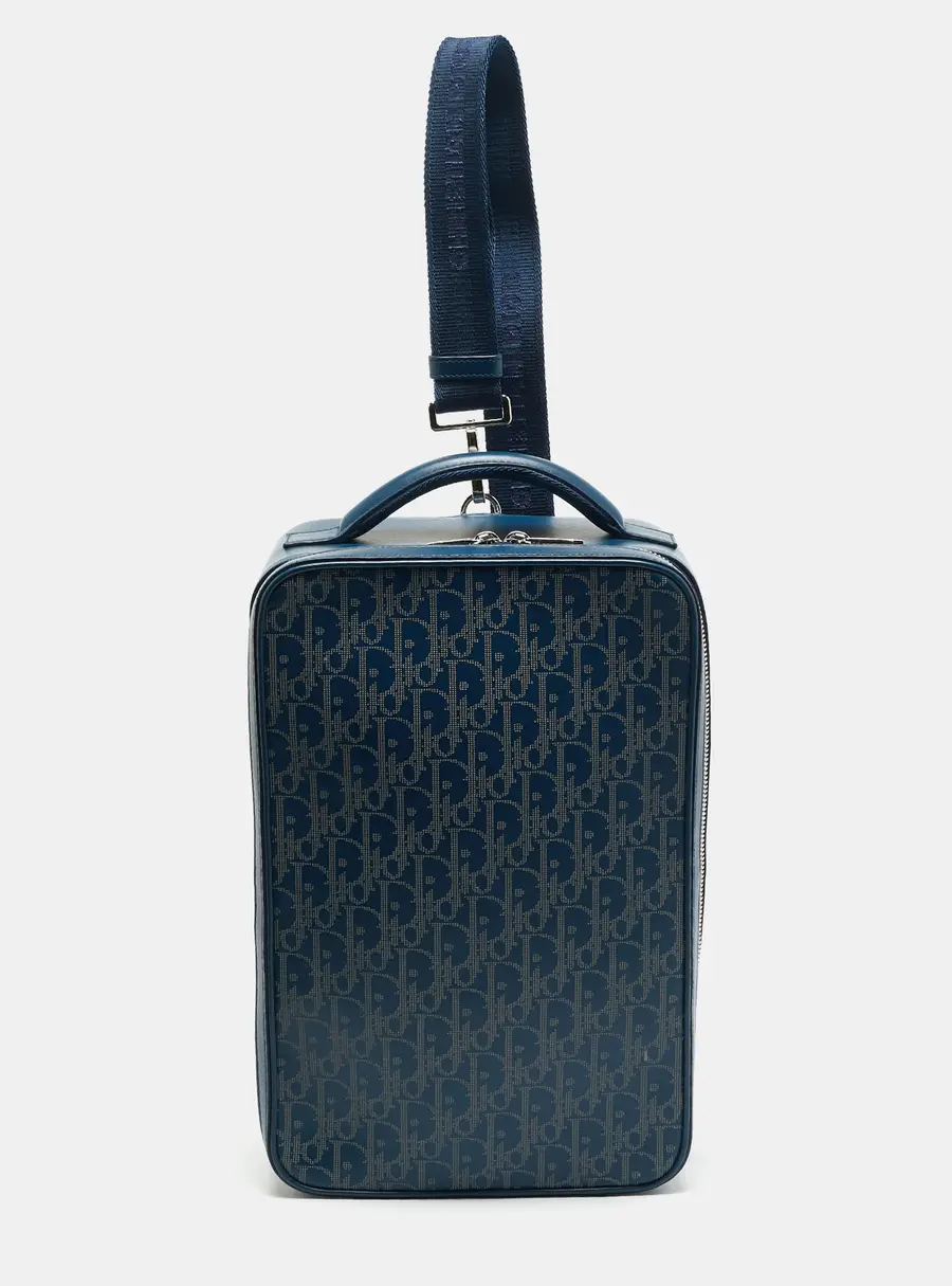 Dior Galaxy World Tour Blue Oblique Perforated Leather Shoe Case/Sling Bag