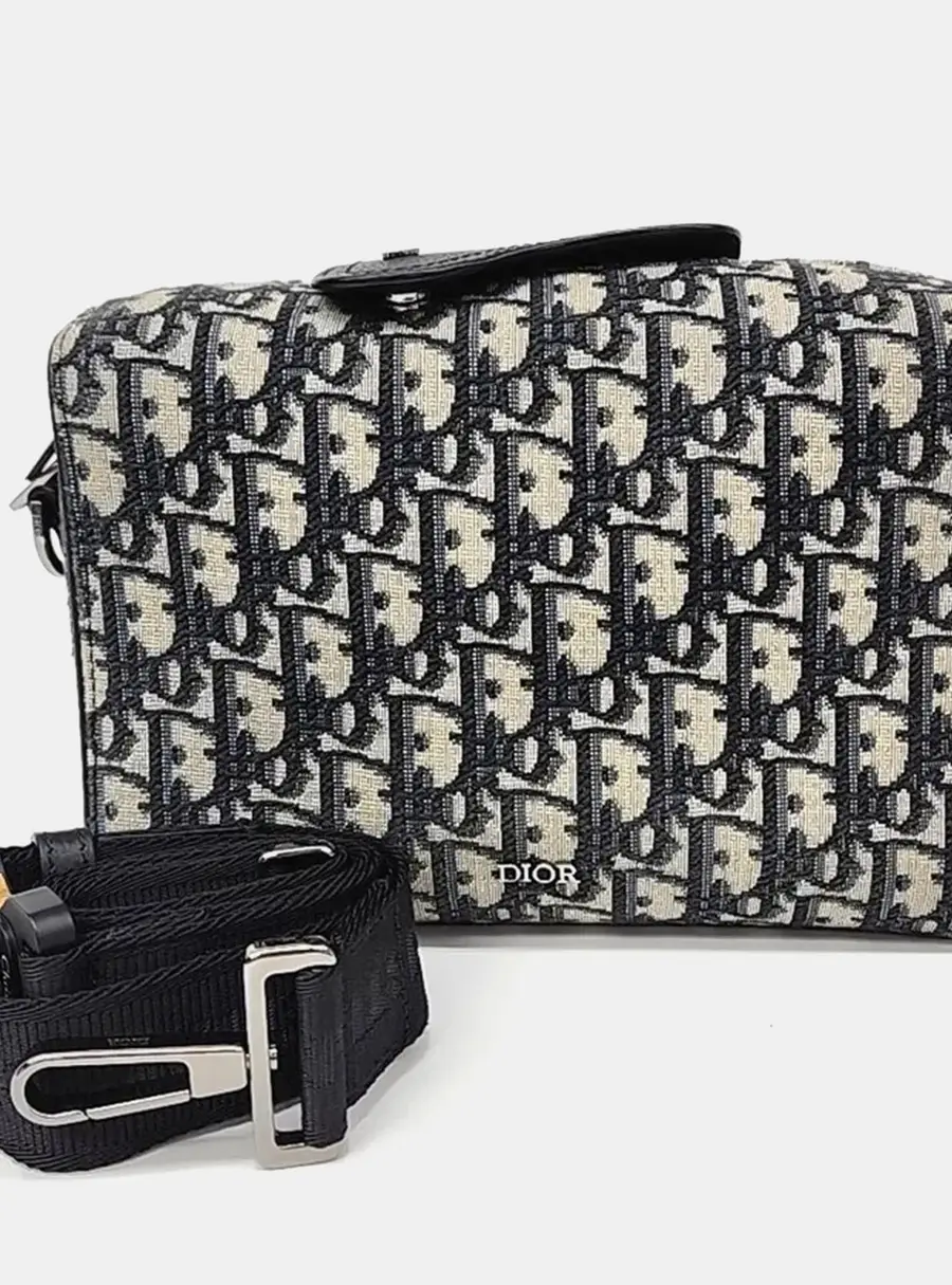 Dior Navy Blue Canvas Homme Ringo Pouch Crossbody Bag