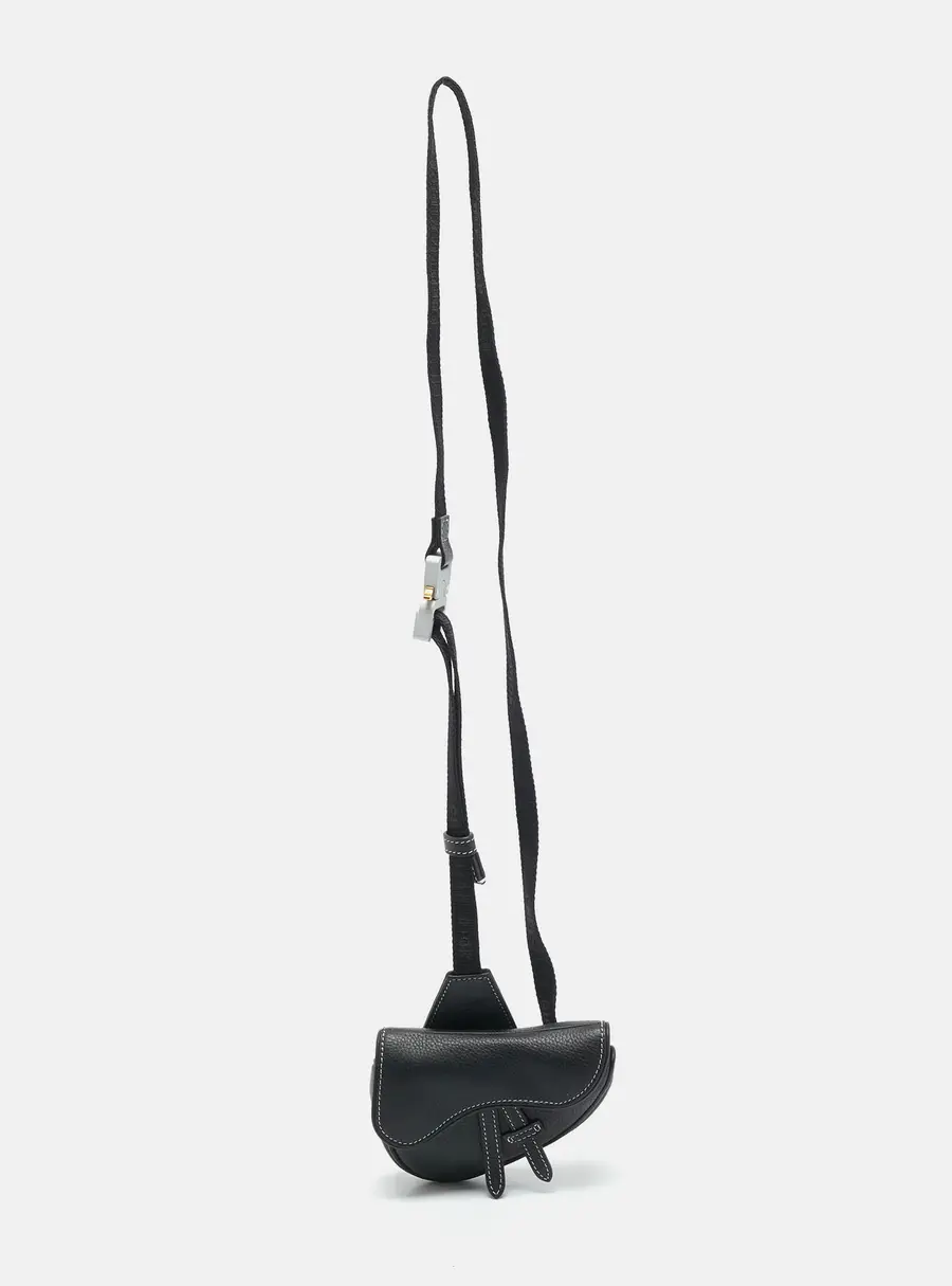 Dior x Sacai Saddle Black Leather Pouch Bag