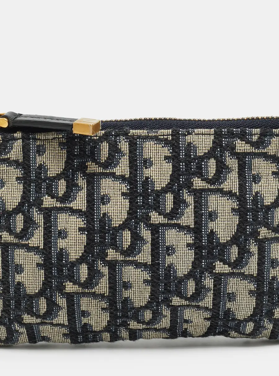 Dior Navy Blue Oblique Canvas Flat Purse
