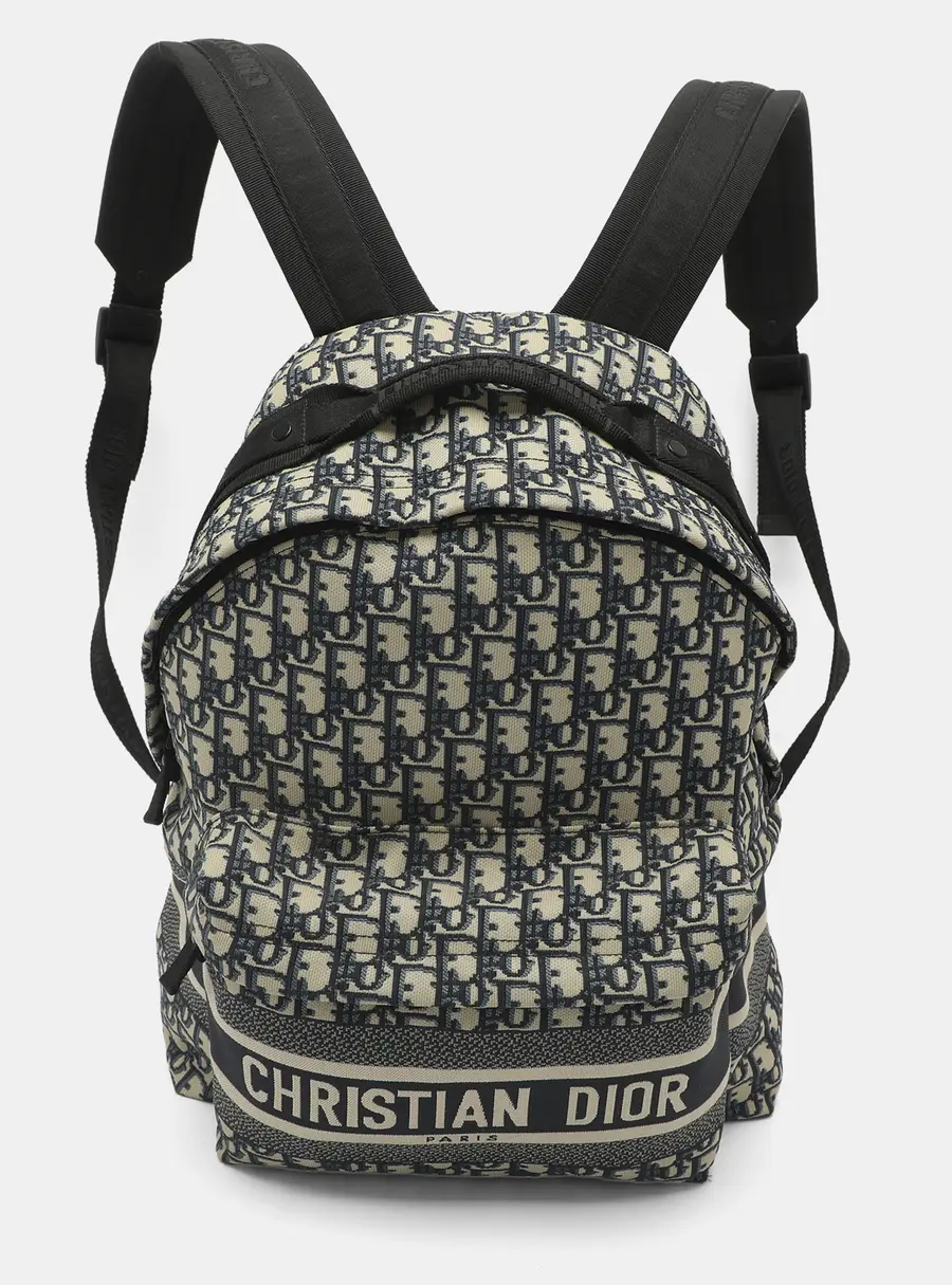 Dior Blue Oblique Canvas and Nylon Travel Backpack