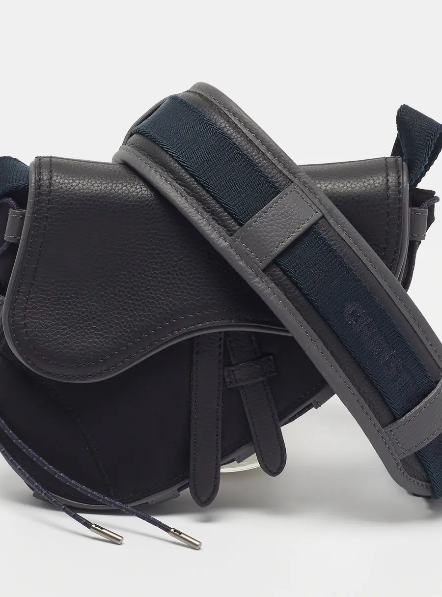 Dior x Sacai Saddle Mini Tricolor Nylon and Leather Crossbody Bag