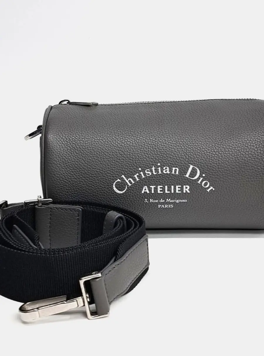 Dior Grey Leather Dior Homme Atelier Roller Bag