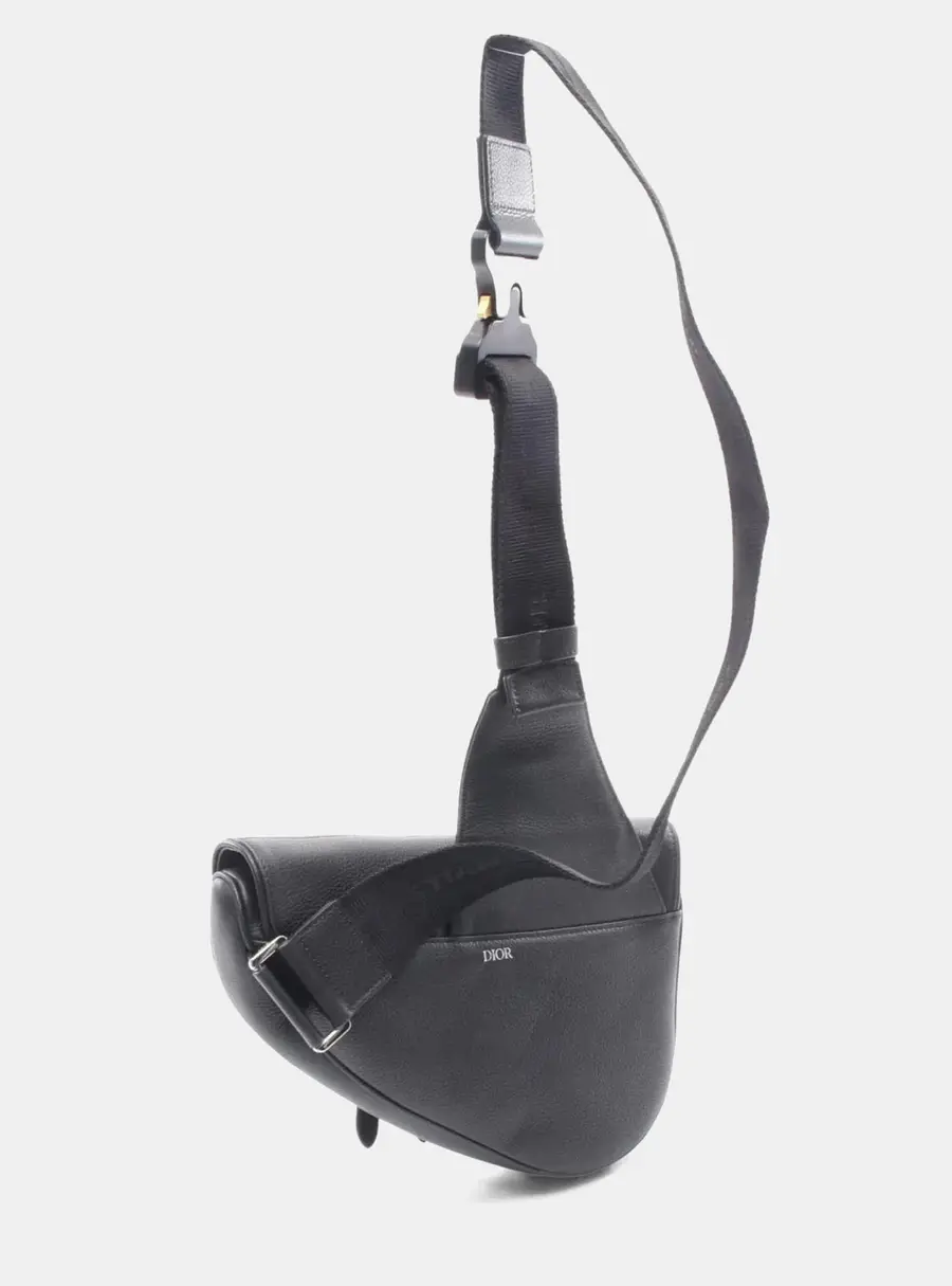 Dior x ERL Saddle Black Leather Belt Bag