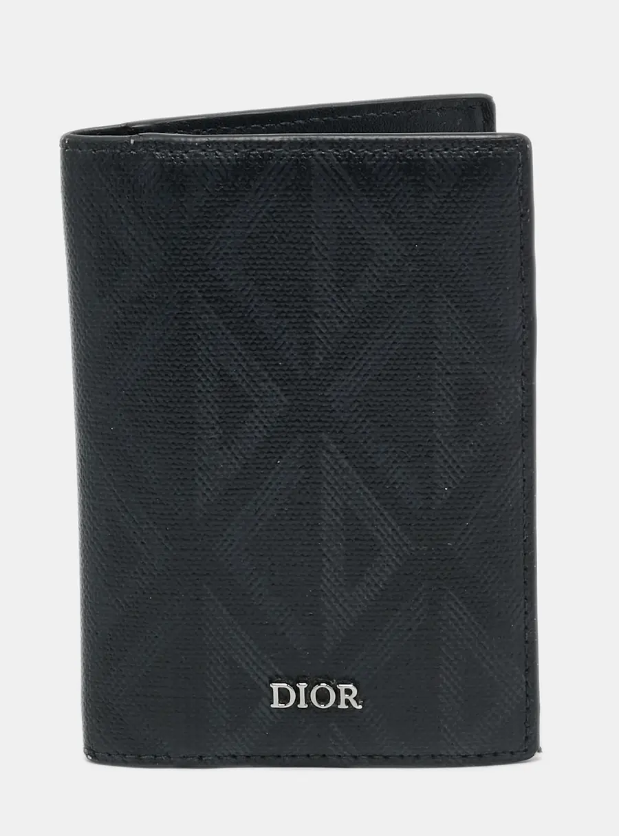 Dior Black Oblique Galaxy Leather Bifold Card Holder