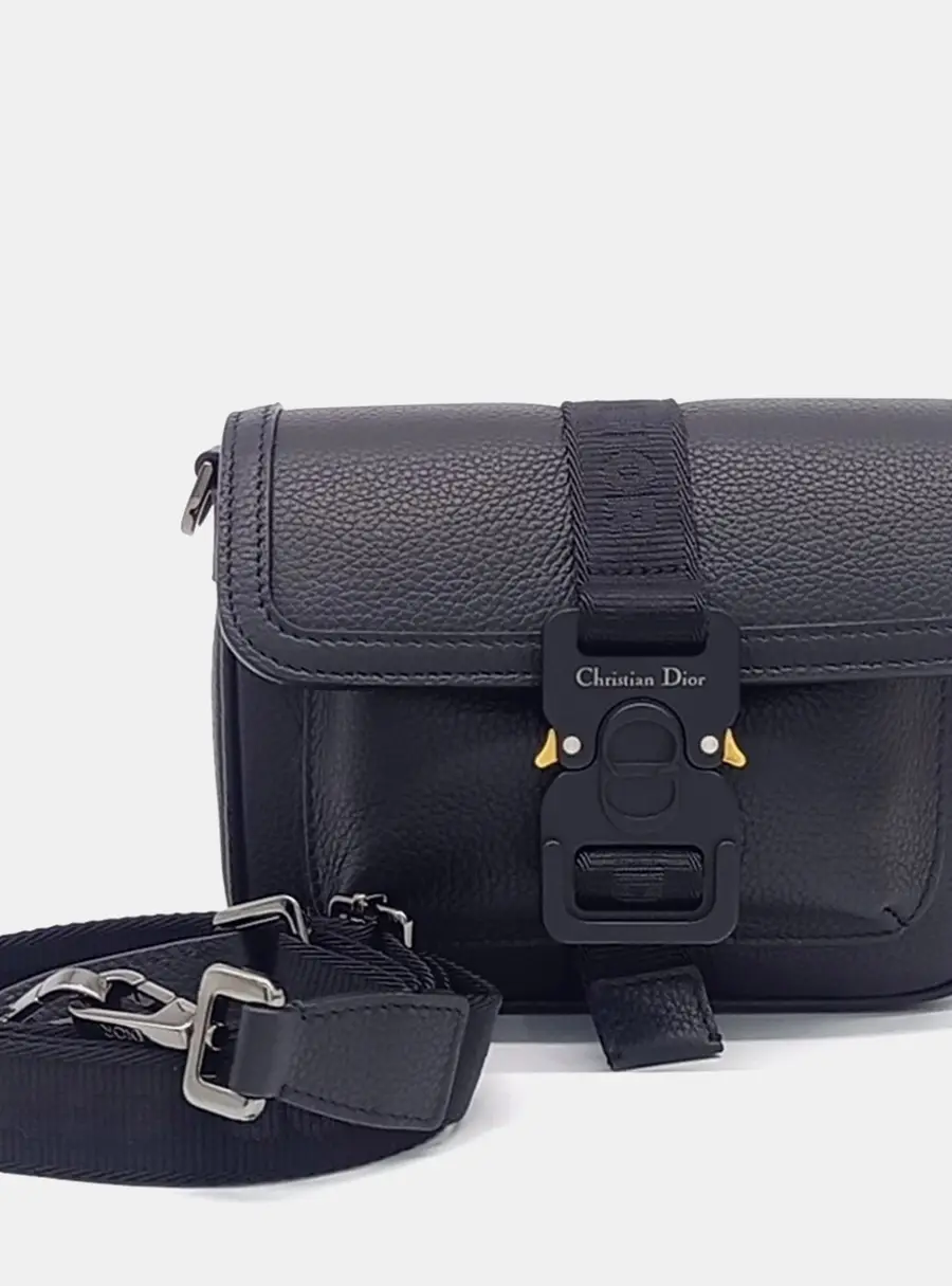 Dior Black Leather Hit The Road Mini Messenger Bag